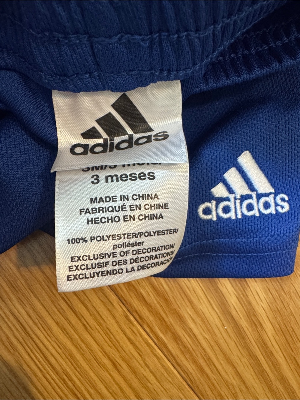 Adidas Royal Blue Athletic Shorts with White Stripes - Picture 2 of 3